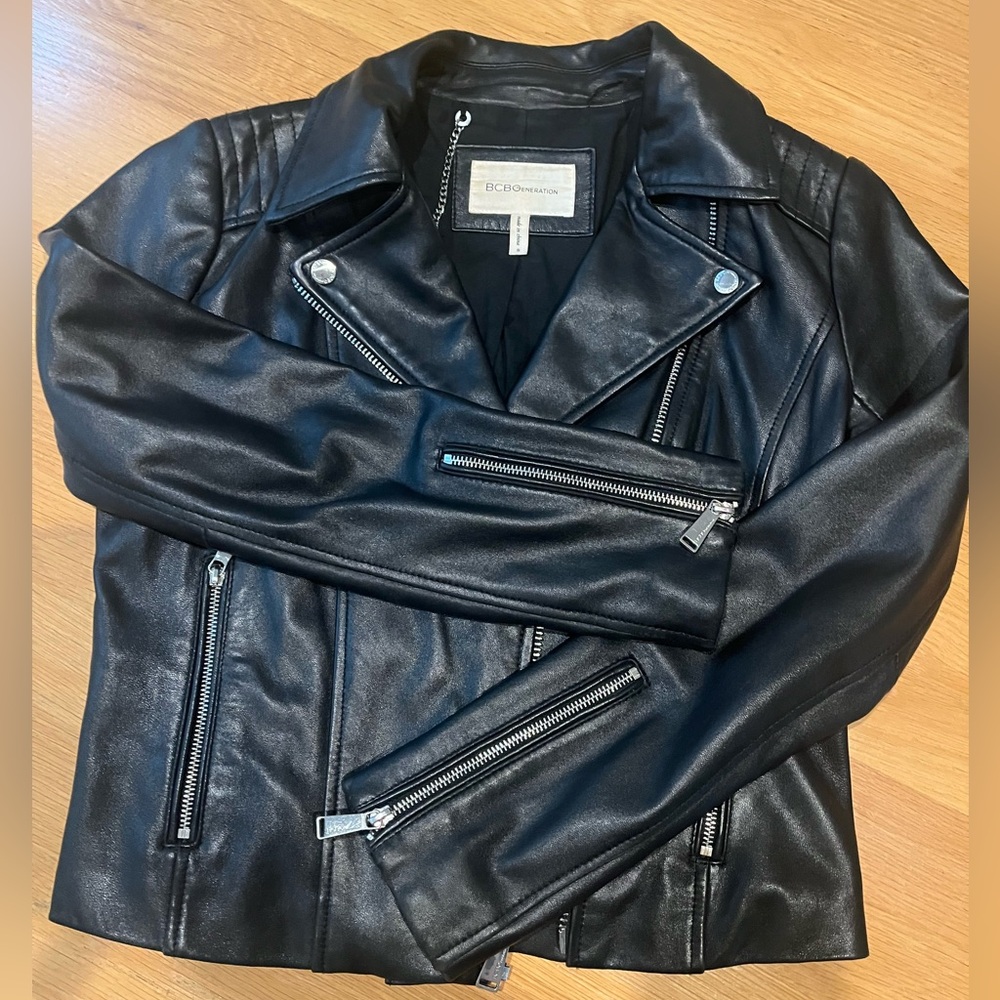 Bcbgeneration Black Leather Jacket Size Small - image 4
